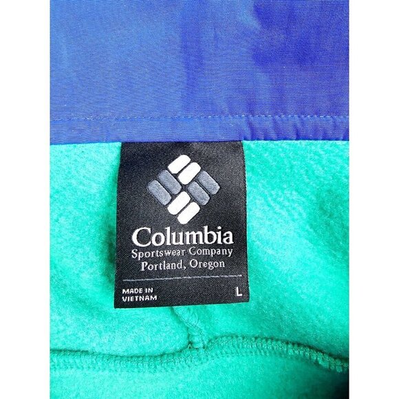 Columbia Size Large Mens Powder Keg Green Fleece Long Sleeve Chest Logo Jacket - Picture 5 of 10
